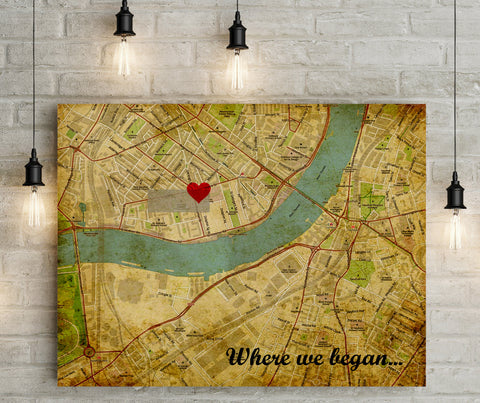 Paper Anniversary Gift Where we met map